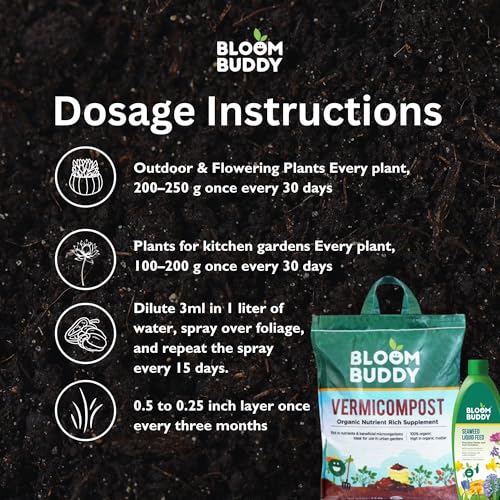 Image of Bloom Buddy Vermicompost 4.5kg & Seaweed 200ml Combo - Enrich Soil & Naturally Fertilize Plants