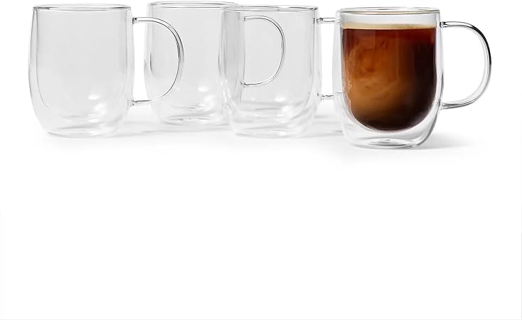 Sur La Table 12 oz Double-Wall Glass Coffee Mug, Set