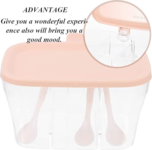 Miniatura 3 de AKOAK 1 caja de condimentos de plástico con tapa, caja transparente de tres compartimentos con tapa y cuchara, fregadero de almacenamiento de