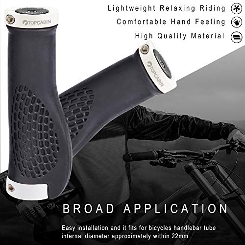 Image of TOPCABIN Ergonomic Bike Grips - Widen Holding Rubber Grips with Aluminum LockGrips for Mountain & Road Bikes
