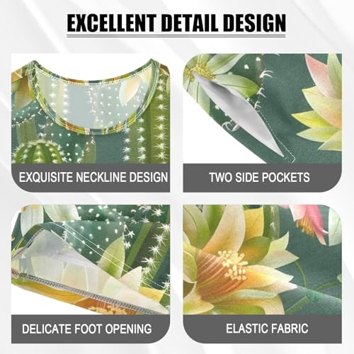 ALAZA Cactus Flower Tropical Pajamas Short Sleeve 2 Piece Sleepwear Top and Bottom Pajama Set Unisex4