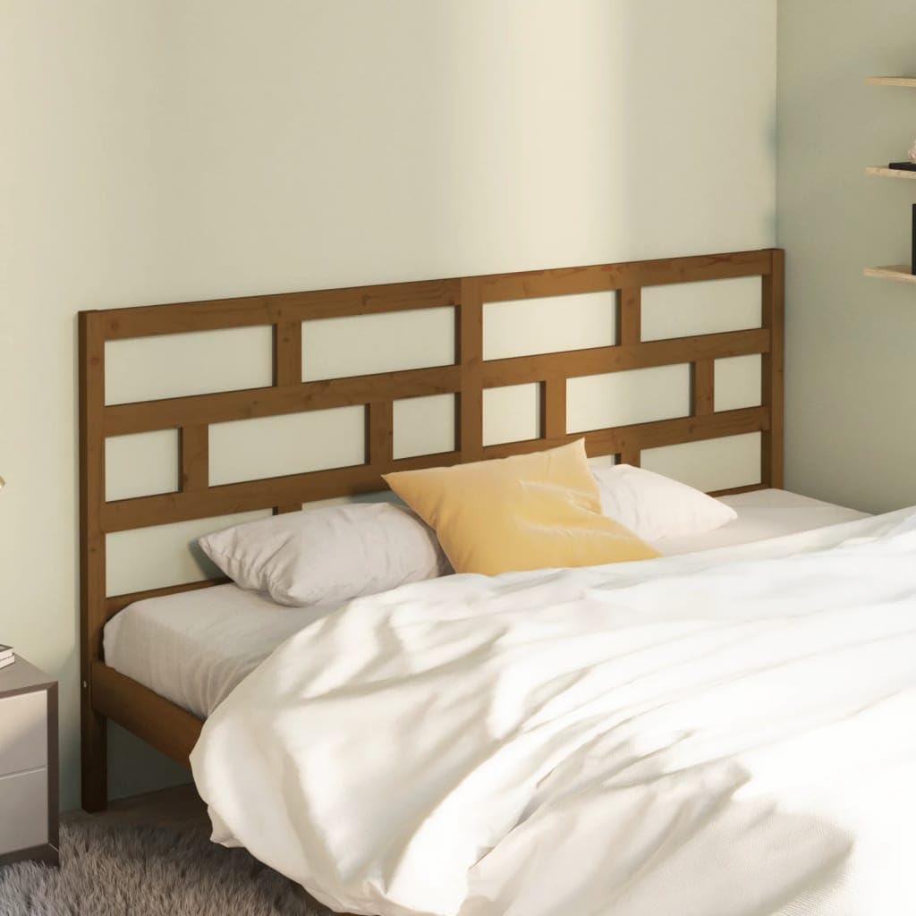 vidaXL Cabecero de Cama Cabezal Dormitorio Habitación Estructura Mobiliario Muebles Decoración Adorno Marrón Miel 186x4x100 cm Madera Maciza de Pino