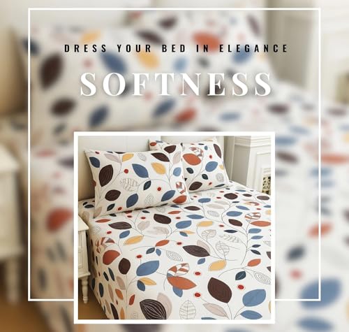 Image of Utopia Bedding Blended Cotton Bedsheet for Double Bed with 2 Pillow Covers | Floral Print Double Bed Bedsheet | 274CM x 228CM