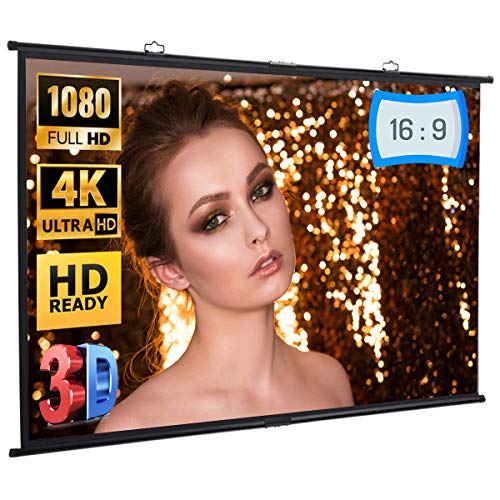 Pantalla de Proyector de 100 Pulgadas, Excelvan Pantalla de Proyección de Película HD de 100 para Interiores Cine en Casa Cine Fiesta de Bodas Oficina