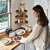 Demigo Corner Shelf Wall Mount Set of 3, Solid Acacia Wood Round Floating Corner Shelves for Storage and Display, Hanging Wood Shelves for Bedroom, Kitchen, Living Room, Bathroom (Brown) #5