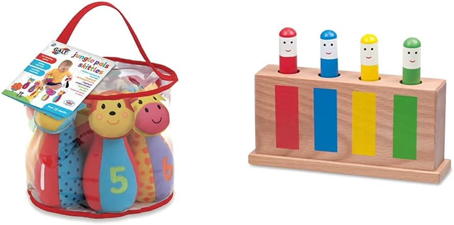 Galt Toys, Jungle Pals Skittles, Baby Activity Toys, Ages 12 Months Plus & Toys, Pop-Up Toy, Wooden Baby Toy, Ages 12 Months Plus