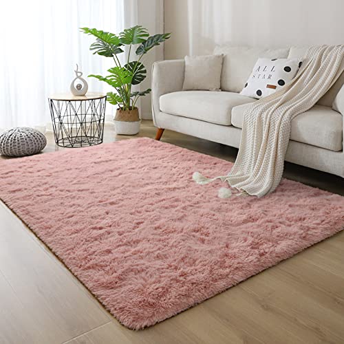 Dweike Super Soft Shaggy Rugs Fluffy Carpets, 4X6 Ft, Pink Area Rug For Living Room Bedroom Girls Kids Room Nursery Home Decor, Non-Slip Plush Indoor Floor Bedside Rug, 4X6 Feet Pink #TOP2