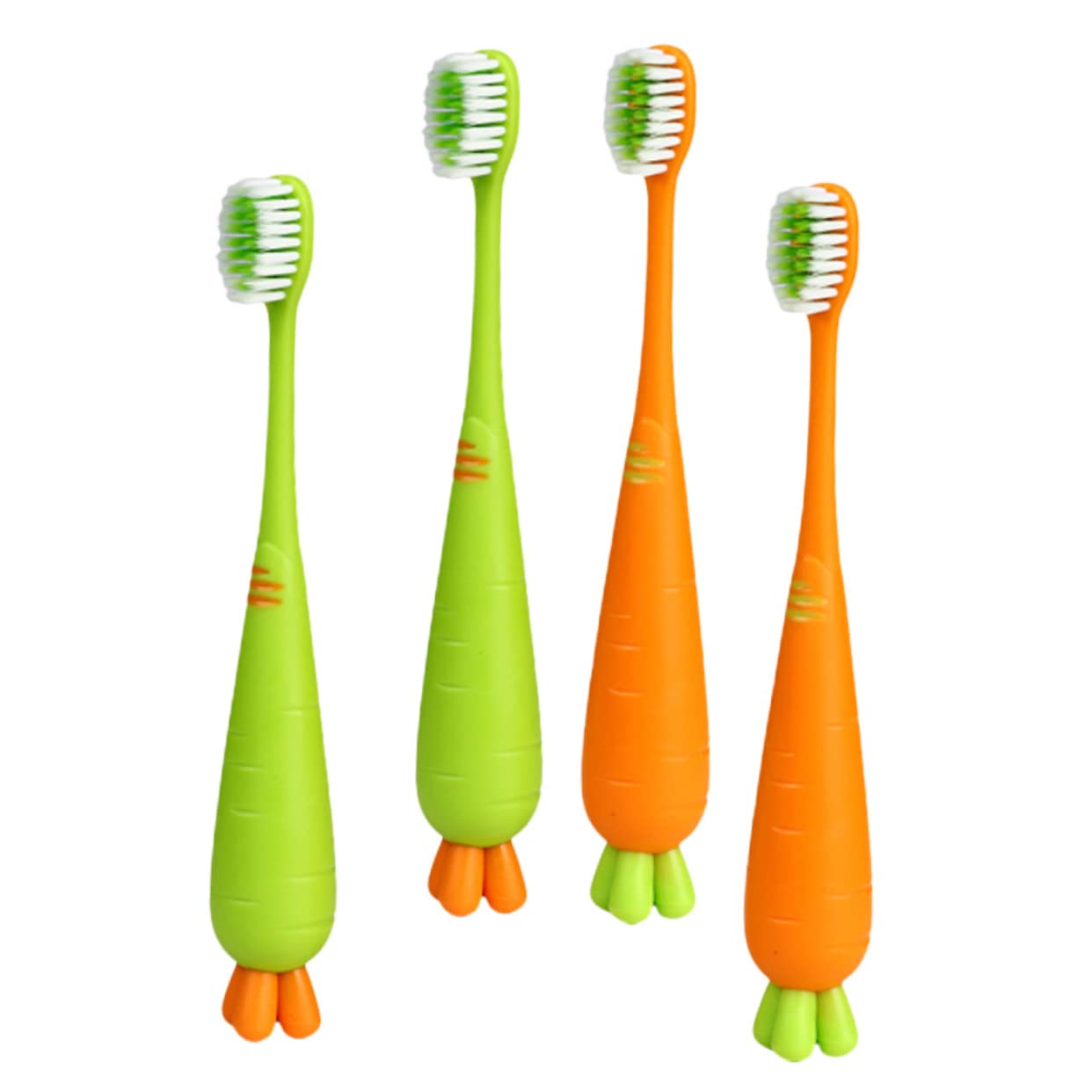 OSOLADY 4Pcs Cartoon Carrot Toothbrush Soft Bristles Manual Toothbrushes for Travel Friendly Design Fun for Oral Care