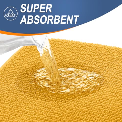 Image of OLANLY Thick Memory Foam Small Bathroom Rugs 24x16, Extra Soft Absorbent Bath Rug, Quick Dry Bath Mats, Non-Slip, Machine Washable Mat for Floor, Tub and Shower, Home Decor Accessories, Golden Yellow