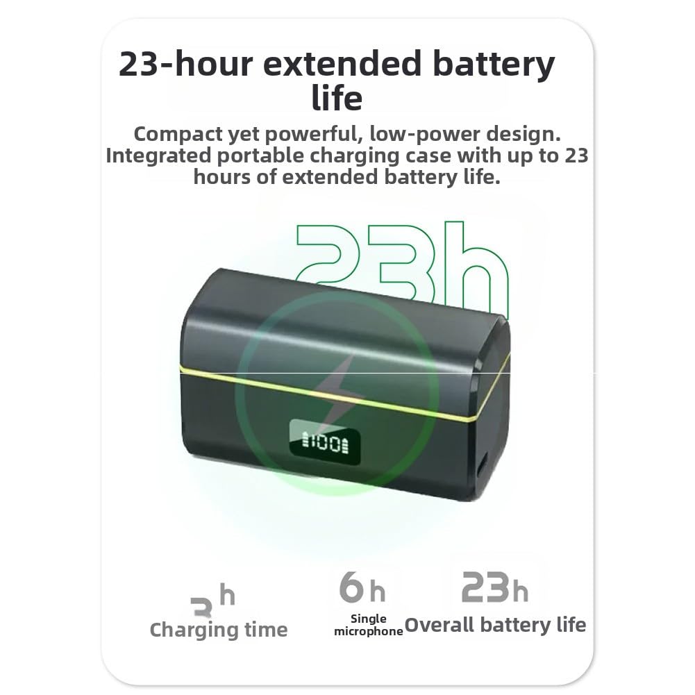 Microfono senza fili Action 5 per Pro/4/3/2, Pocket 3 e per Osmo per 360, per microfono Lavalier in ABS compatto con custodia di ricarica, registrazione audio trasparente, nero