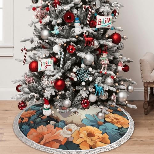 Jupe de sapin de Noël corgi de 122 cm avec pompons - 7