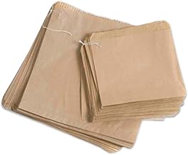 ezkart Pack of 200 - Versatile Brown Paper Bags Assorted Sizes for Groceries, Vegetables, Bread, & Fruits- Ideal as Sandwich, Cake, Paper Food Bags, Pick and mix bags Sweet Bags (200, 7x7 Inch)