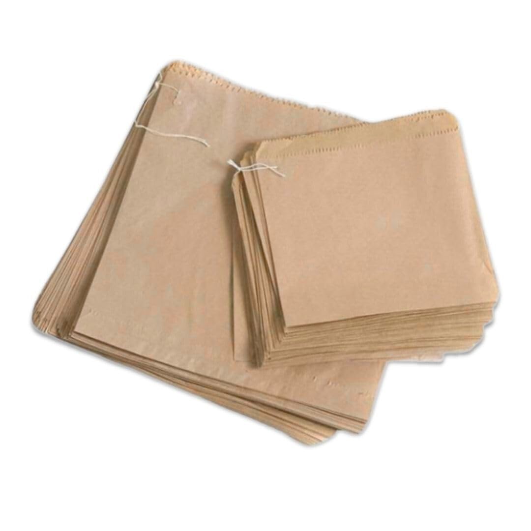 ezkart Pack of 200 - Versatile Brown Paper Bags for Groceries, Vegetables, Bread, & Fruits- Ideal as Sandwich, Cake, Paper Food Bags, Pick and mix bags Sweet Bags (200, 7x7 Inch)