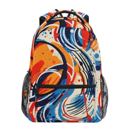 Cartable scolaire ergonomique motif basket orange pour soulager le dos des ados
