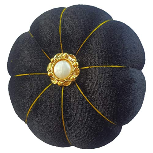 CUSHYSTORE Velvet Wrist Pin Needle Cushion Pincushion for Sewing with Adjustable Elastic Strap Fit All Wrist Sizes (Black), 3 1/4 inches (L) x 3 1/4 inches (W) x 1 3/4 inches (H)
