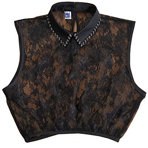 Sexy Blouse Collar Lace Summer Half Shirt False Fake Collar (Black Sharp Collar)