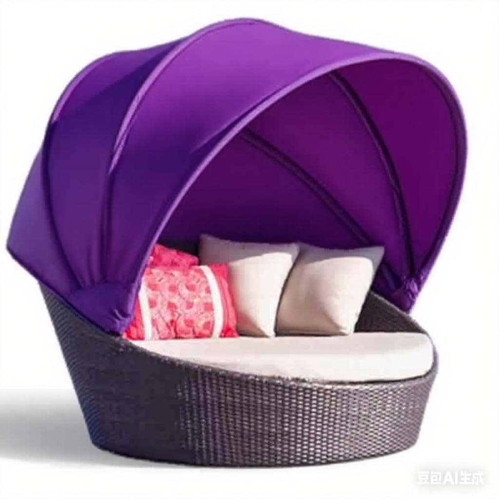 Ersatzüberdachung Für Sonneninsel, Patio Ersatzdach Für Runde Tagesbetten – Retractable Sonnendach Für 66 Zoll Outdoor Rattan Sonnenliege, Nur Baldachin-Purple