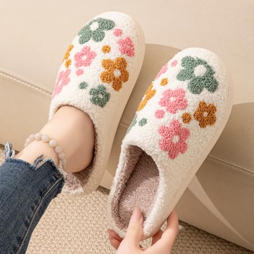 Warm Fuzzy Plush Strawberry Flowers Hearts Mushrooms Slippers Cute House Slippers for Women3