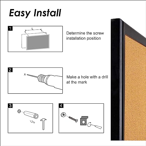 Orientools 24 X 18 Inch Cork Board With 10 Color Pins, Bulletin Board With Black Frame For Home, Office, School, Cubicle, Etc. #TOP4
