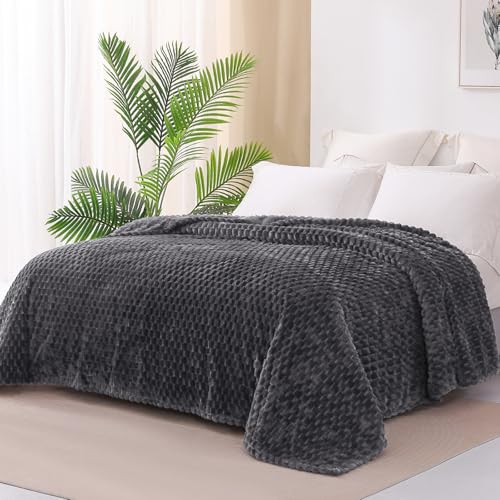Image of Exclusivo Mezcla Fleece Twin Blanket for Bed, Extra Large Fuzzy Dark Grey Bed Blankets, Soft Cozy Plush Sofa Throws for All Seasons, 90x66 Inches