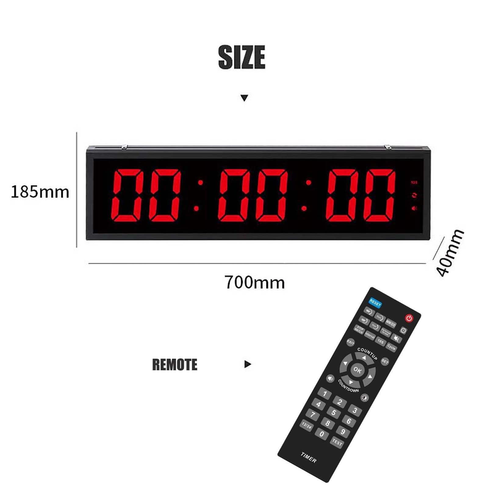 Duży 6-bitowy zegar cyfrowy LED do wydarzeń sportowych, zegar i stoper odliczający/górny, timer fitness, wielofunkcyjny zegar do ćwiczeń z pilotem