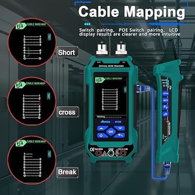 Network Cable Tester, ET738 Abestop 2 in 1 Cable Tester with Digital Multimeter Functions Design of 6dBm to 70dBm Optical Power Meter with 3.2 LCD