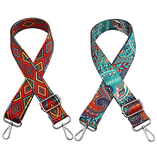 Sac Main Style Ethnique Coloré Ceinture Bandouliere Anse Sac Colorée Shoulder Lanière Bretelle Bandouliere Anse Sac Réglable Avec Boucles Pour Femmes Sacs Accessoires De Bricolage 2 Pièces Cover