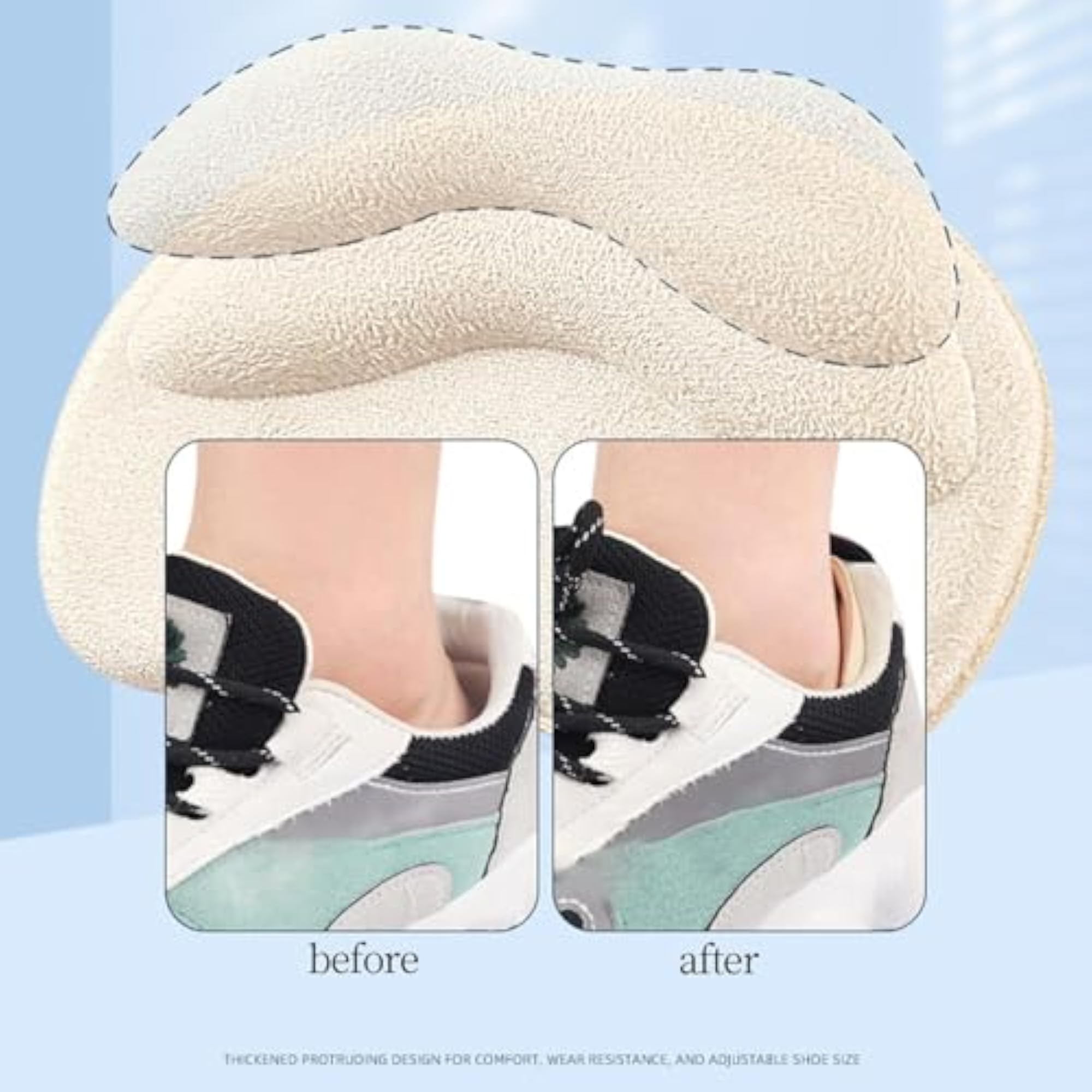 Protective Heel Cushion Pads for Oversized Shoes, Black