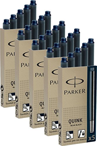 Parker Quink cartucce d' inchiostro standard lunghe, 25 Patronen, Blue Black