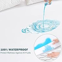 Vista 4 de Funda protectora de colchón impermeable protector de colchón de tamaño Queen, impermeable, lavable, color blanco, suave, de alta calidad, bolsillo