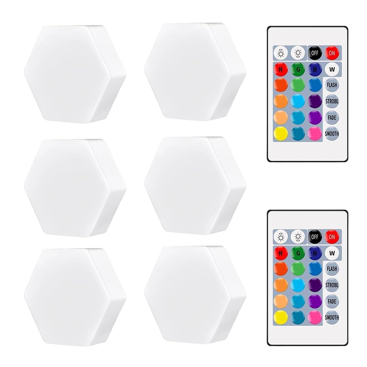 Yu Well Pack of 6 RGB LED Wall Light with Remote Control Wireless LED Cabinet Light with Adjustable Brightness and Color Function Suitable for Kitchen,Bedroom, Study Room Living Room RGB 6