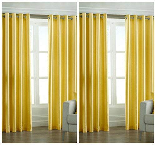 Exporthub 4 Piece Polyester Blend Eyelet Solid Long Door Curtain - 8 Ft, Yellow