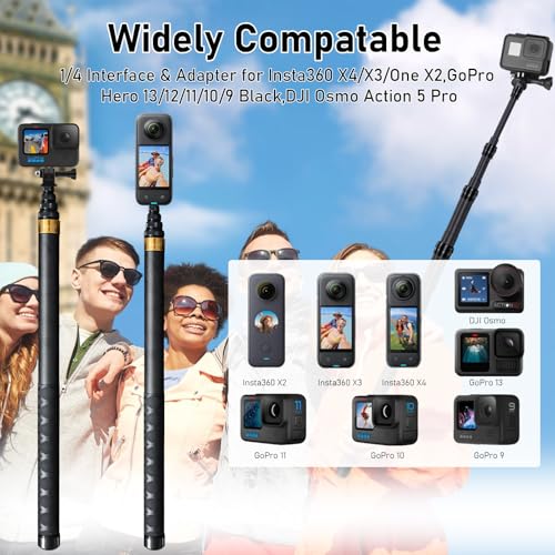 Perche à selfie invisible 3 m carbone monopode télescopique GoPro DJI - 2