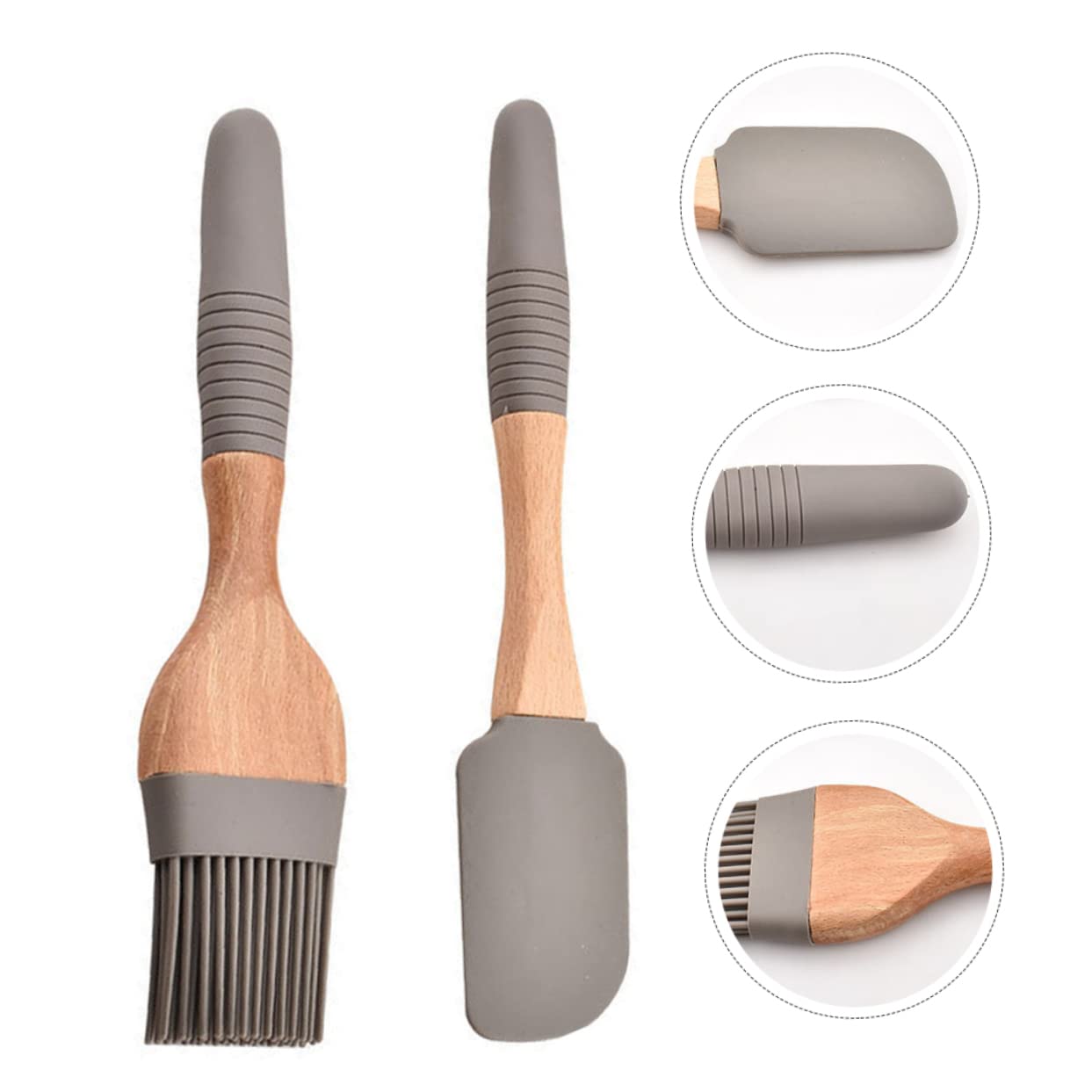 ibasenice 2sets Silicone Baking Tools Kitchen Basting Brush Scraper for Bbq Grilling and Baking Food-grade Silicone Handle for Marinades Sauces and Butter