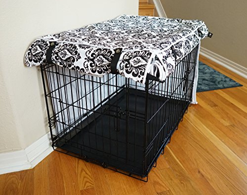 528zone Black & White Damask Design Dog Pet Wire Kennel Crate Cage Cover (Small, Medium, Large, XL, XXL) (Medium… - Image 6