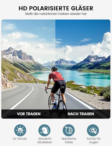 Lamicall Fahrradbrille Herren, Schnelle Brille Damen - [24g TR-90 Ultra Leicht] Polarisierte Sportbrille Laufbrille mit Verstellbaren Nasenpad, UV400 Sonnenbrille Sport für Fahrrad, Rennrad, Laufen