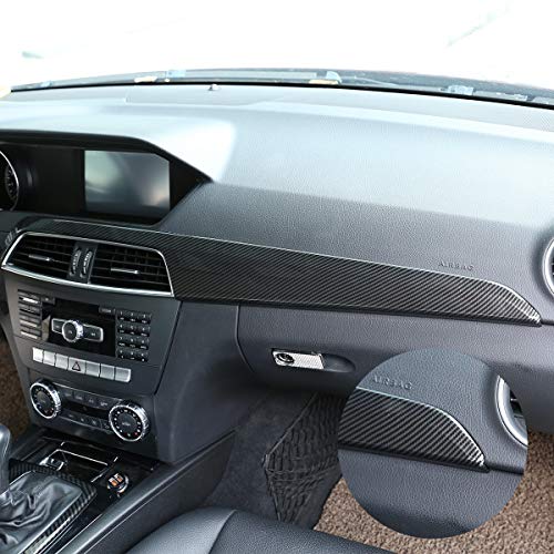 Cheya Abs Pine Wood Grain Carbon Fiber Car Center Console Dashboard Cover Panel For Mercedes Benz C Class W204 2010-2013 Left Hand Drive Accessories (Carbon Fiber) #TOP4