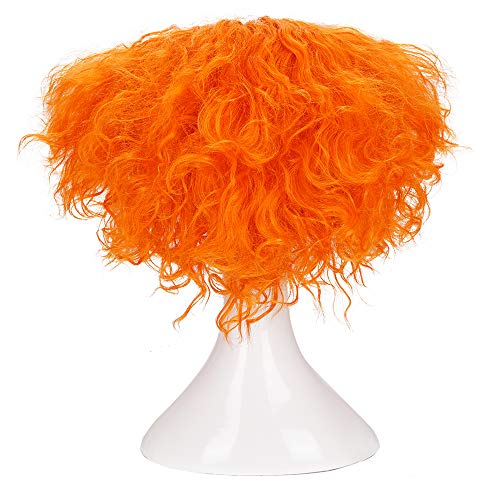 Morvally Short Messy Curly Orange Wigs Unisex Heat Resistant Hair For Cosplay Costume Holloween Party #TOP3