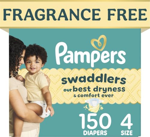 Image of Pampers Swaddlers Diapers, Size 4 (15-34 lbs), 150 Count, Fragrance Free, Hypoallergenic, Absorbent, Pediatrician Recommended, Skin Safe