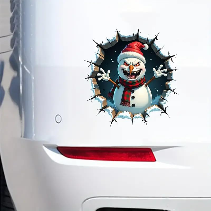 Christmas Festive Snowman Floral PVC Vinyl Car Decals Stickers Waterproof Self-Adhesive Decals for Cars, Laptops, Trucks, Motorcycles Wall Window Luggage Scratch Cover Door Decor Sticker - Image 2