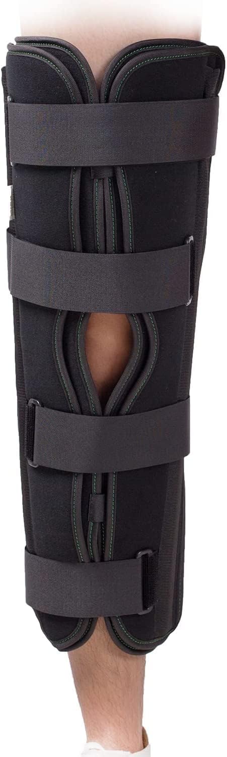 3-Panel Knee Immobilizer Full Leg Support Brace, Aluminum Alloy Straight Knee Splint - for Knee Pre-and Postoperative & Injury or Surgery Recovery-S