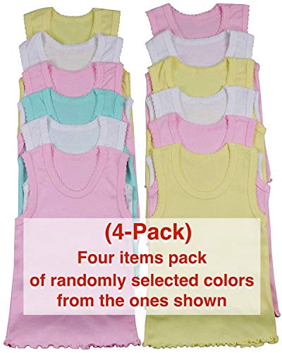 Tobeinstyle Girls' 4 Pack Ruffle Hem Tank Tops - Pastel - Size 5 #TOP1