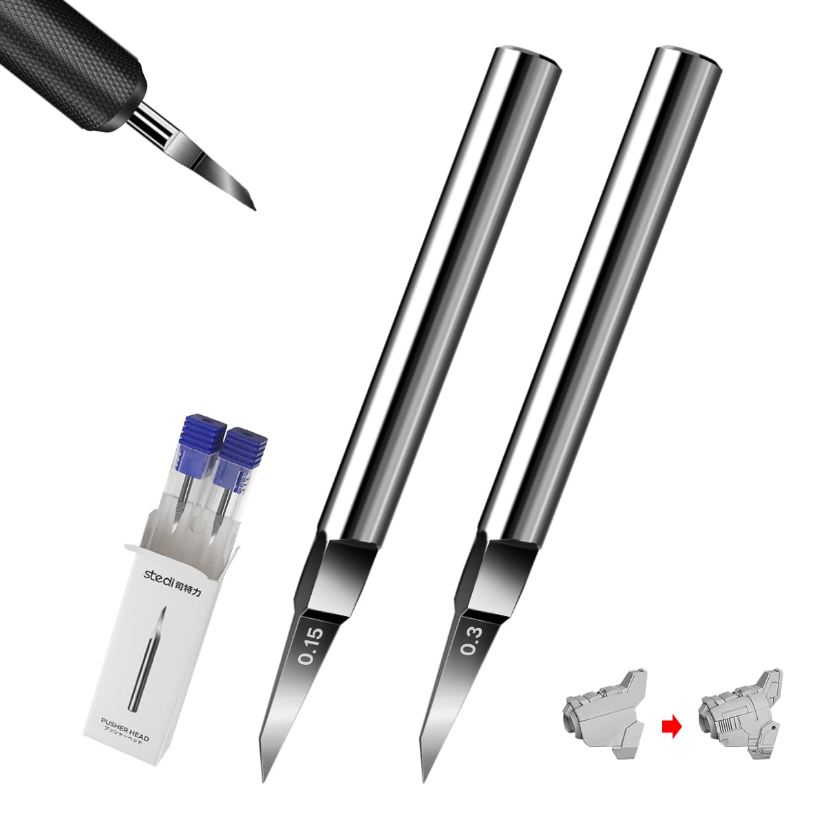 Model Scriber Blades,Tungsten steel Blades,0.15+0.3mm Size,for Modeling Hobby,RG Scale Model,Gundam Model Kit,for Scribing line, Engraved,Panel line,Resin,Scriber Replacement Blades.
