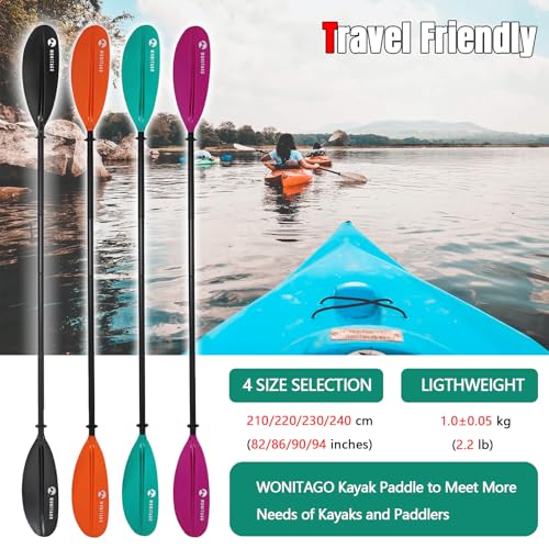 Wonitago KAYAK PADDLE013-ORANGE Kayak Paddles With Aluminum Shaft And Reinforced Pp Blade thumb #3