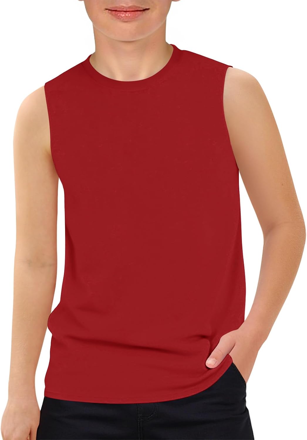 Haloumoning Boys Athletic Tank Tops Kids Sleeveless Crewneck Shirts Quick Dry Undershirts Tees 5-14 Years