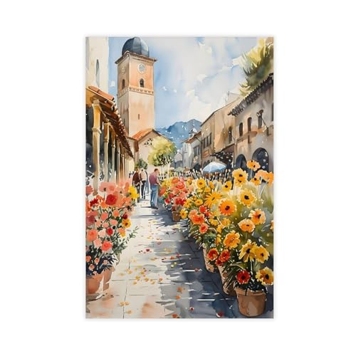Image of Bareronor California Poppy Watercolor Canvas Poster Wall Art Decor Print Picture Paintings for Living Room Bedroom Decoration 12" L X 18" W