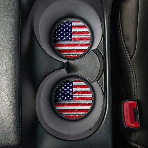 Portavasos para coche set 2 con bandera USA deteriorada miniatura 2