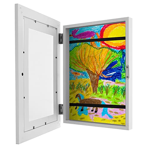 Kids Artwork Display Frames Kids Art Frame Front Opening A4 Photo Frame for 100 Pictures Horizontal and Vertical Picture Frames Display with Mount for Hang or Stand Display Drawings Art Projects