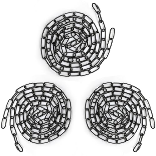 Image of 3 Pack 5 Feet Black Color Chandelier Chain, Heavy Duty Light Fixture Chain for Hanging Pendant Lamp Ceiling Light