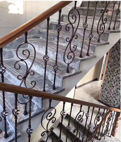Rampe d'escalier en fer forgé B (4 Pack) pour marches extérieures